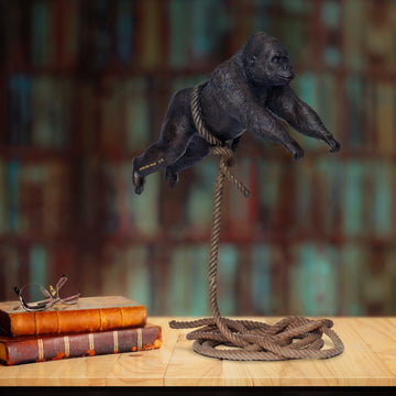 Flying Gorilla on Short Rope (Bronze Sculpture)