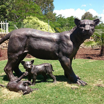 Lioness and Cubs (Bronze Sculpture)