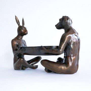 They thought nothing would come between them except for the bowl (Bronze Sculpture)