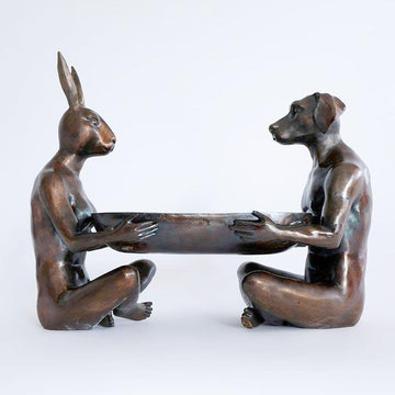 They thought nothing would come between them except for the bowl (Bronze Sculpture)
