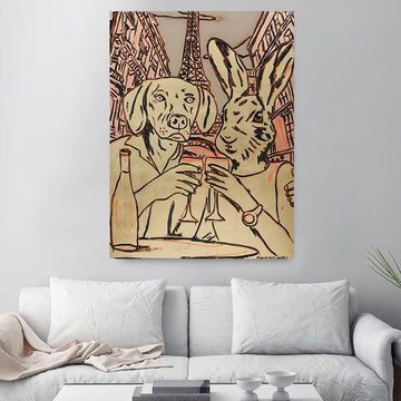 Rabbitwoman and Dogman Always in Love (Original Painting)
