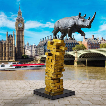 If Rhinos Get Knocked Down They Will Get Back Up (Bronze Sculpture)