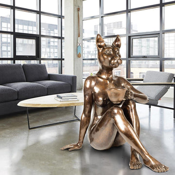 She Loved a Macchiato (Bronze Sculpture)