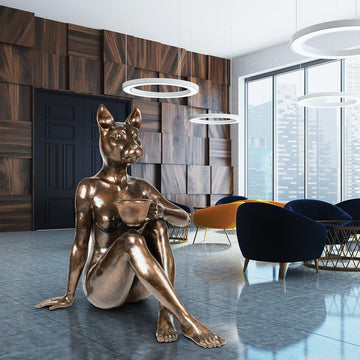 She Loved a Macchiato (Bronze Sculpture)