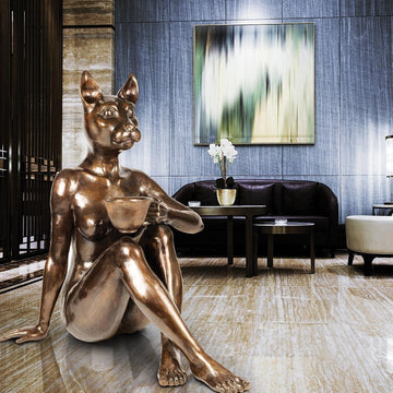 She Loved a Macchiato (Bronze Sculpture)