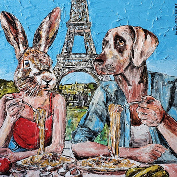 They ate pasta whenever and wherever they could (Original Painting)