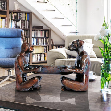 They thought nothing would come between them except for the bowl (Bronze Sculpture)