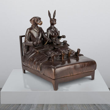 They Loved Breakfast in Bed as Much as They Loved Each Other (Bronze Sculpture)