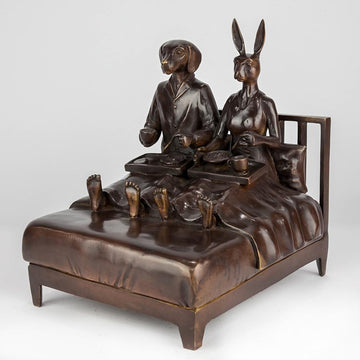 They Loved Breakfast in Bed as Much as They Loved Each Other (Bronze Sculpture)