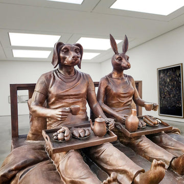 They Had a Lifetime Love Affair with Breakfast in Bed (Bronze Sculpture)