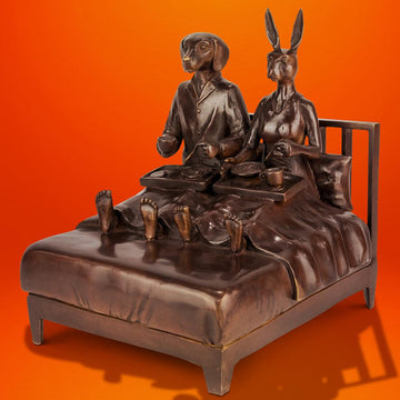 They Loved Breakfast in Bed as Much as They Loved Each Other (Bronze Sculpture)