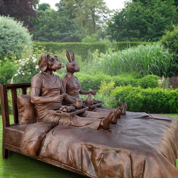 They Had a Lifetime Love Affair with Breakfast in Bed (Bronze Sculpture)