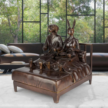 They Loved Breakfast in Bed as Much as They Loved Each Other (Bronze Sculpture)
