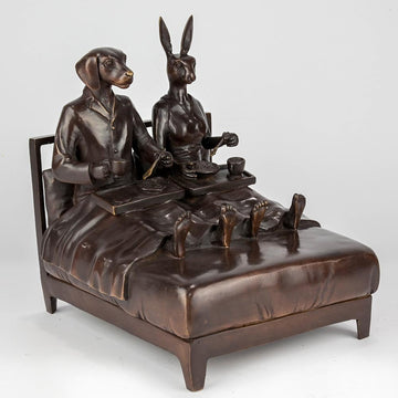 They Loved Breakfast in Bed as Much as They Loved Each Other (Bronze Sculpture)