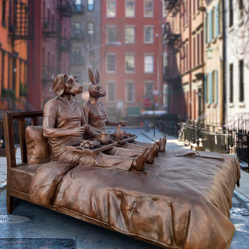 They Had a Lifetime Love Affair with Breakfast in Bed (Bronze Sculpture)
