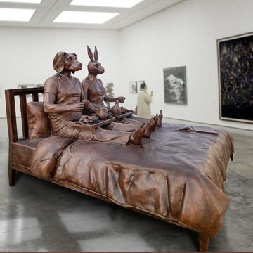 They Had a Lifetime Love Affair with Breakfast in Bed (Bronze Sculpture)