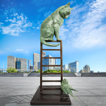Cat Was on a Big High (Bronze Sculpture)