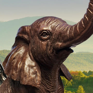 Walk With The Big Elephant (Bronze Sculpture)