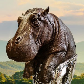 Walk with the Big Hippo (Bronze Sculpture)