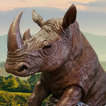 Walk With The Big Rhino (Bronze Sculpture)