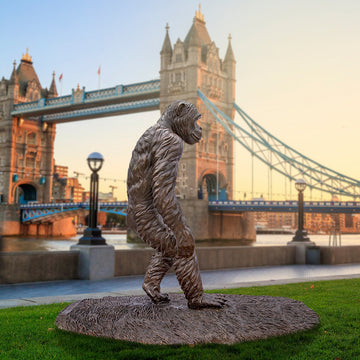 Wild Chimp Bipedal Walking (Bronze Sculpture)