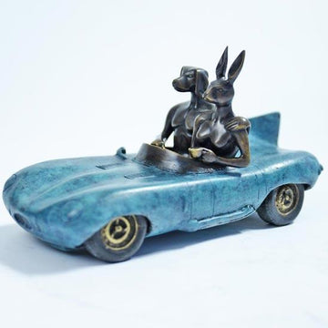 They Loved the Saturday Drive with Endless Blue Skies (Bronze Sculpture)