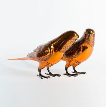 Budgie Lovers (Brass Chromium Sculpture)