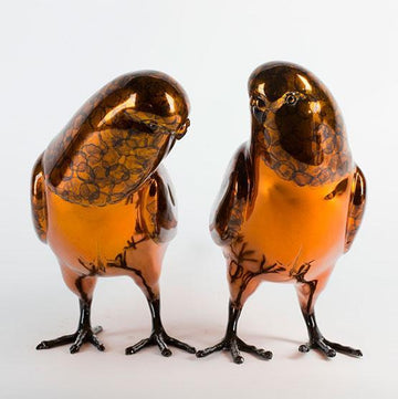 Budgie Lovers (Brass Chromium Sculpture)