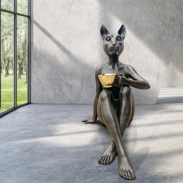 She Loved a Macchiato (Bronze Sculpture)