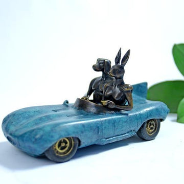They Loved the Saturday Drive with Endless Blue Skies (Bronze Sculpture)