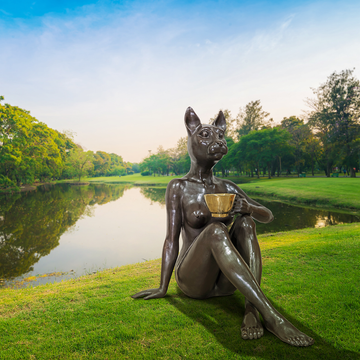 She Loved a Macchiato (Bronze Sculpture)