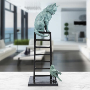 Cat Was on a High (Bronze Sculpture)