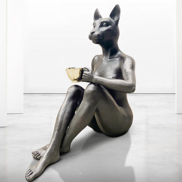 She Loved a Macchiato (Bronze Sculpture)