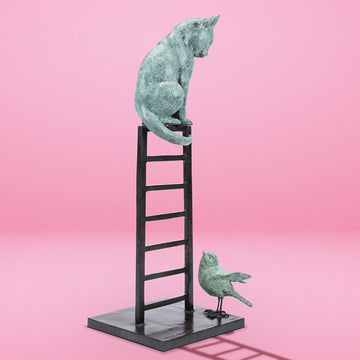 Cat Was on a High (Bronze Sculpture)