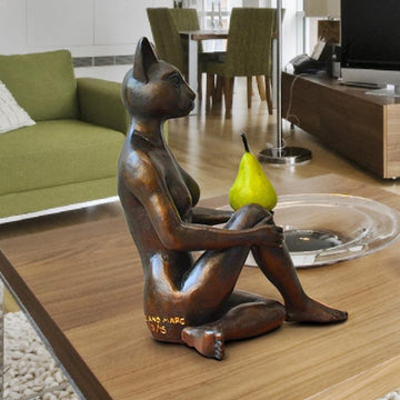 Catwoman Thought a Pear in the Hand Is Worth Two in the Bush (Bronze Sculpture)