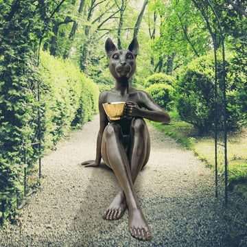 She Loved a Macchiato (Bronze Sculpture)