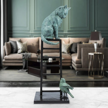 Cat Was on a High (Bronze Sculpture)