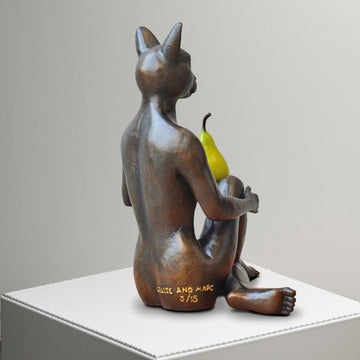 Catwoman Thought a Pear in the Hand Is Worth Two in the Bush (Bronze Sculpture)