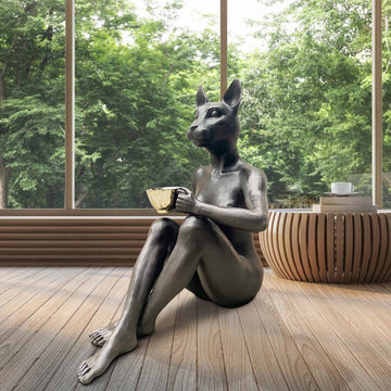 She Loved a Macchiato (Bronze Sculpture)