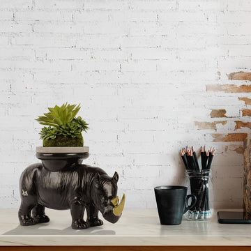 He was stronger than he thought (Ceramic Candle/Plant Holder Resin Sculpture)