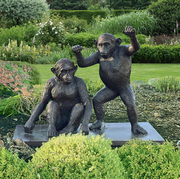 Playful Chimps (Bronze Sculpture)