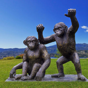 Playful Chimps (Bronze Sculpture)