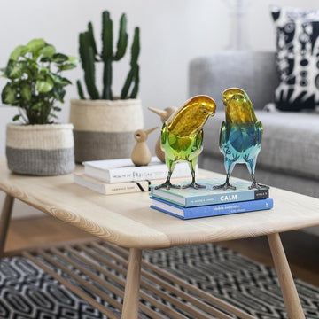 Budgie Lovers (Brass Chromium Sculpture)