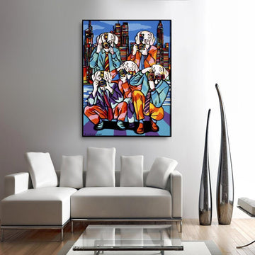 The paparazzi dogs saw something they could never believe they saw (Original Painting)