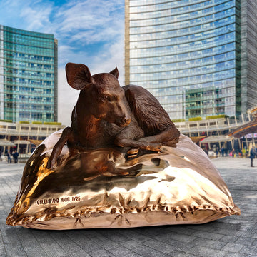 Large Sleeping Beauty Deer (Bronze Sculpture)