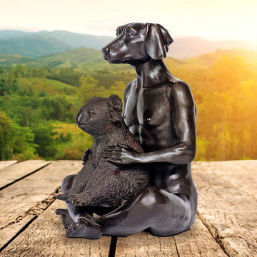 Dogman Loves Koala (Bronze Sculpture)