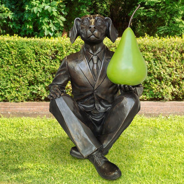 He Thought a Pear a Day Would Help Him Play (Bronze Sculpture)