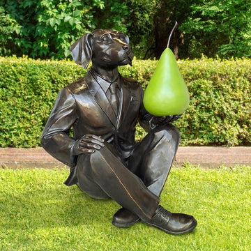He Thought a Pear a Day Would Help Him Play (Bronze Sculpture)