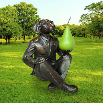 He Thought a Pear a Day Would Help Him Play (Bronze Sculpture)