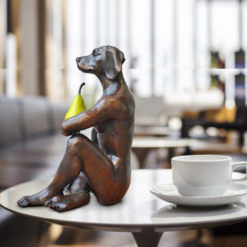 Dogman Thought a Pear in the Hand Is Worth Two in the Bush (Bronze Sculpture)